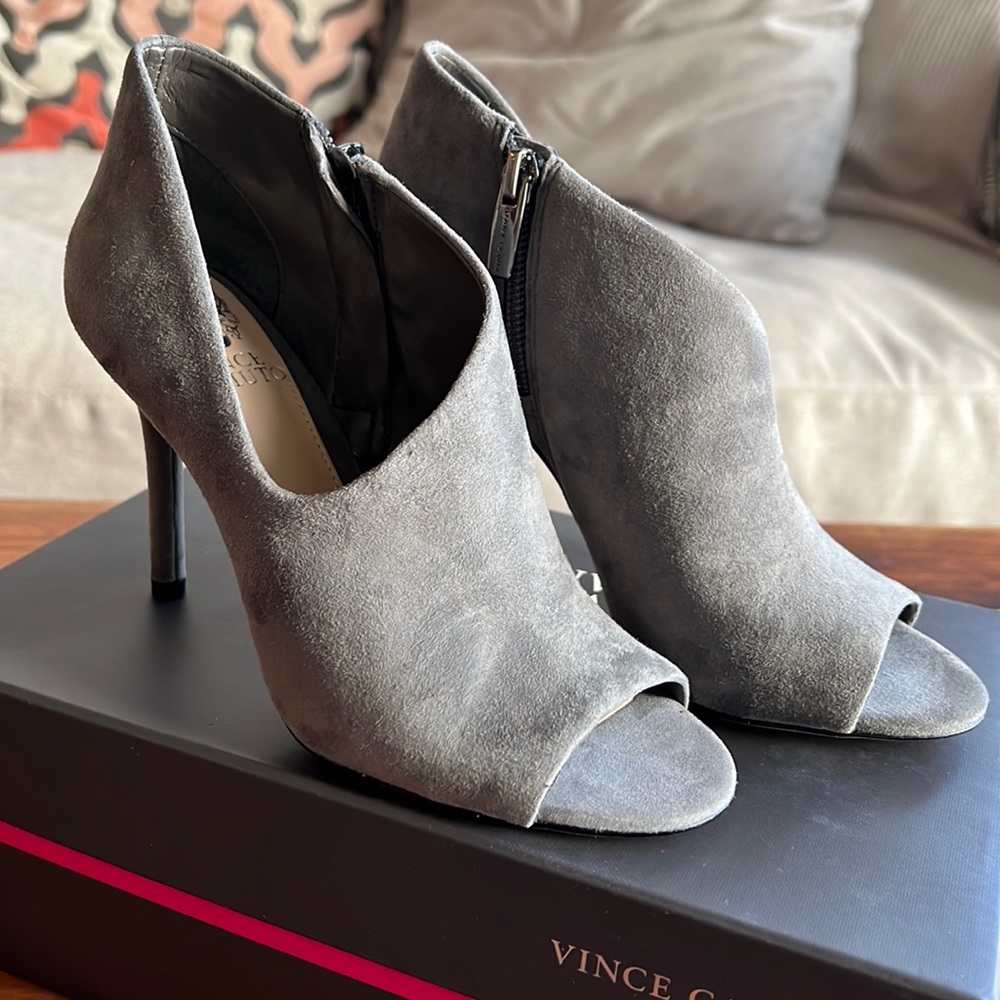 Vince Camuto Careeta Graystone Suede Peep-toe Heel